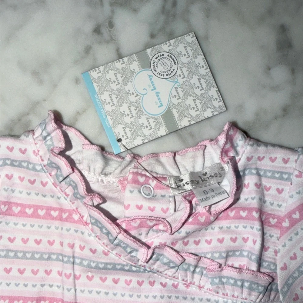 NWT Kissy Kissy Pink & White Striped Ruffle Baby Set